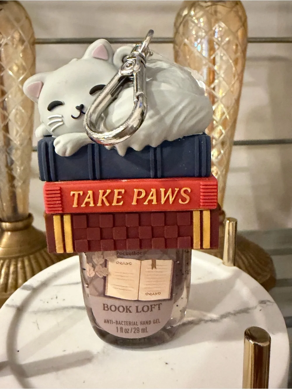 Bath & Body Works Take Paws Cat PocketBac Holder with Book Stack & BAC NWT